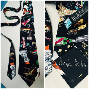 Flubber Converse Ballet Heels Shoes Artist Signed Nicole Miller Silk Neck Tie